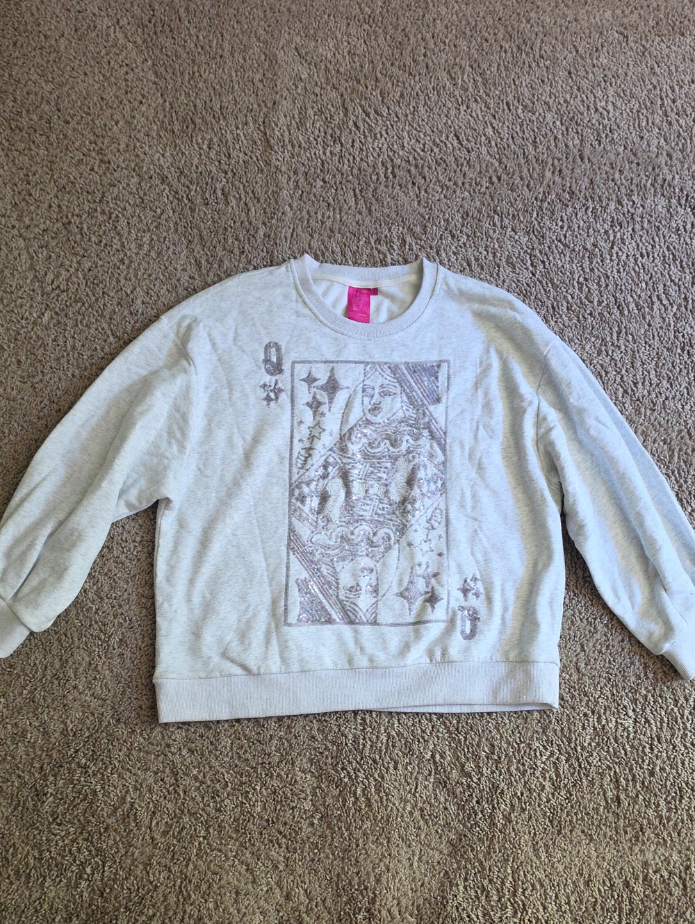 Light Gray Queen Of Diamonds Graphic Sweatshirt - Women